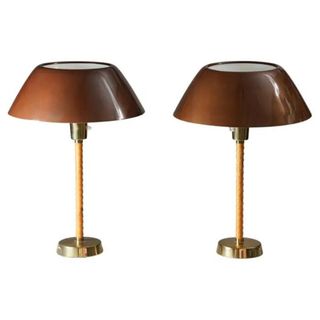 two senator table lamps on a white background