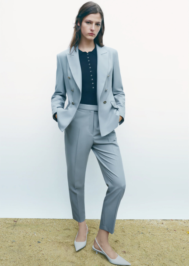 Zara Tailored Double-Breasted Blazer and Chino Trousers