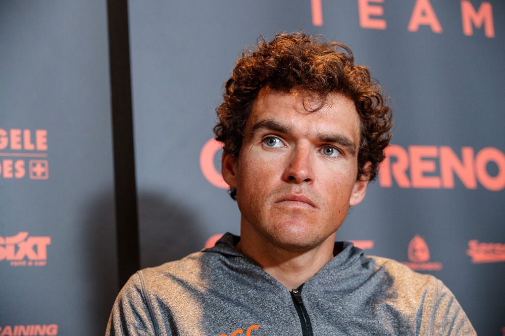 Greg Van Avermaet of CCC Team attends a press conference ahead of the 74th Omloop Het Nieuwsblad