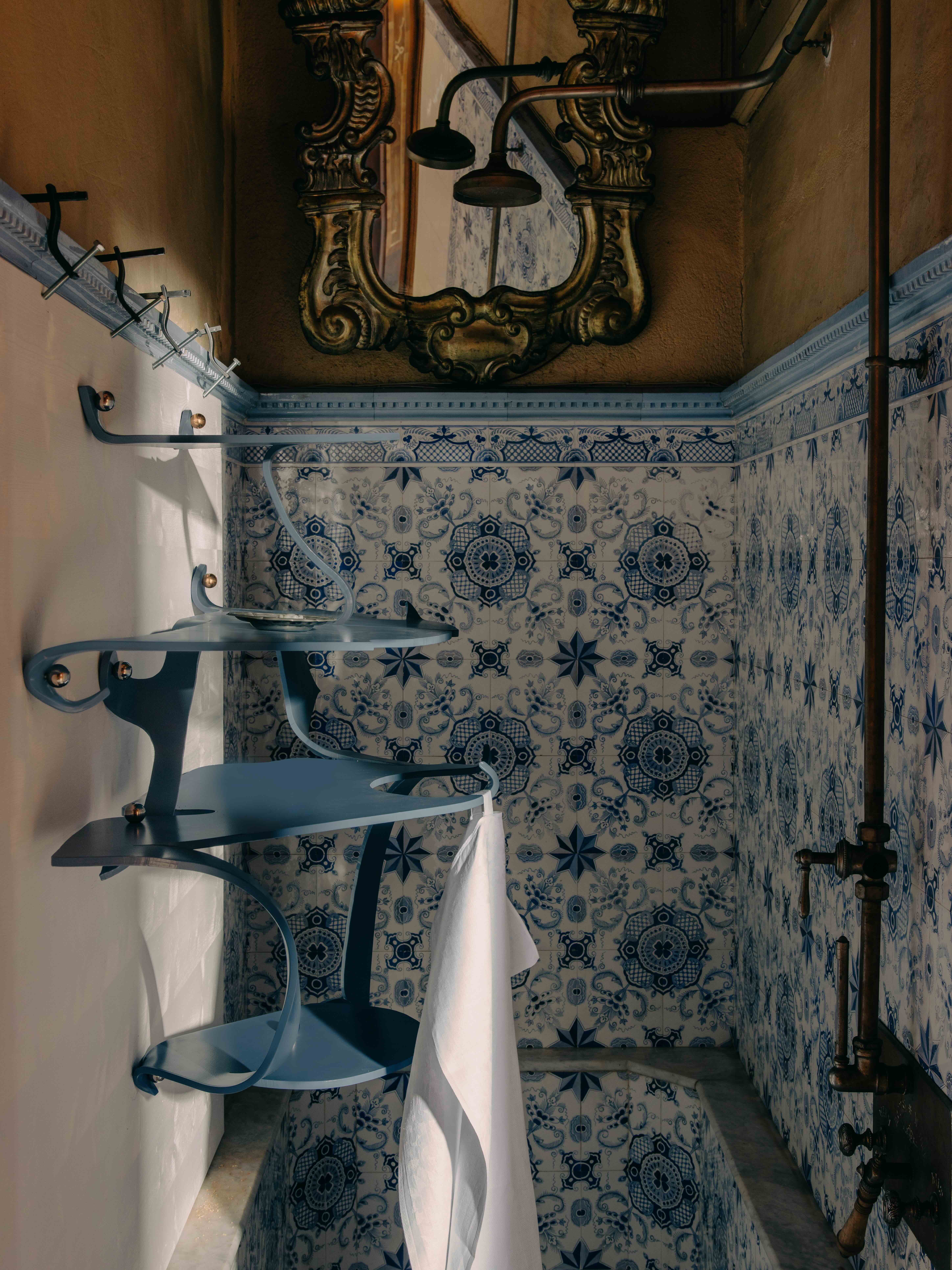 metal design displayed in a historic castle interior