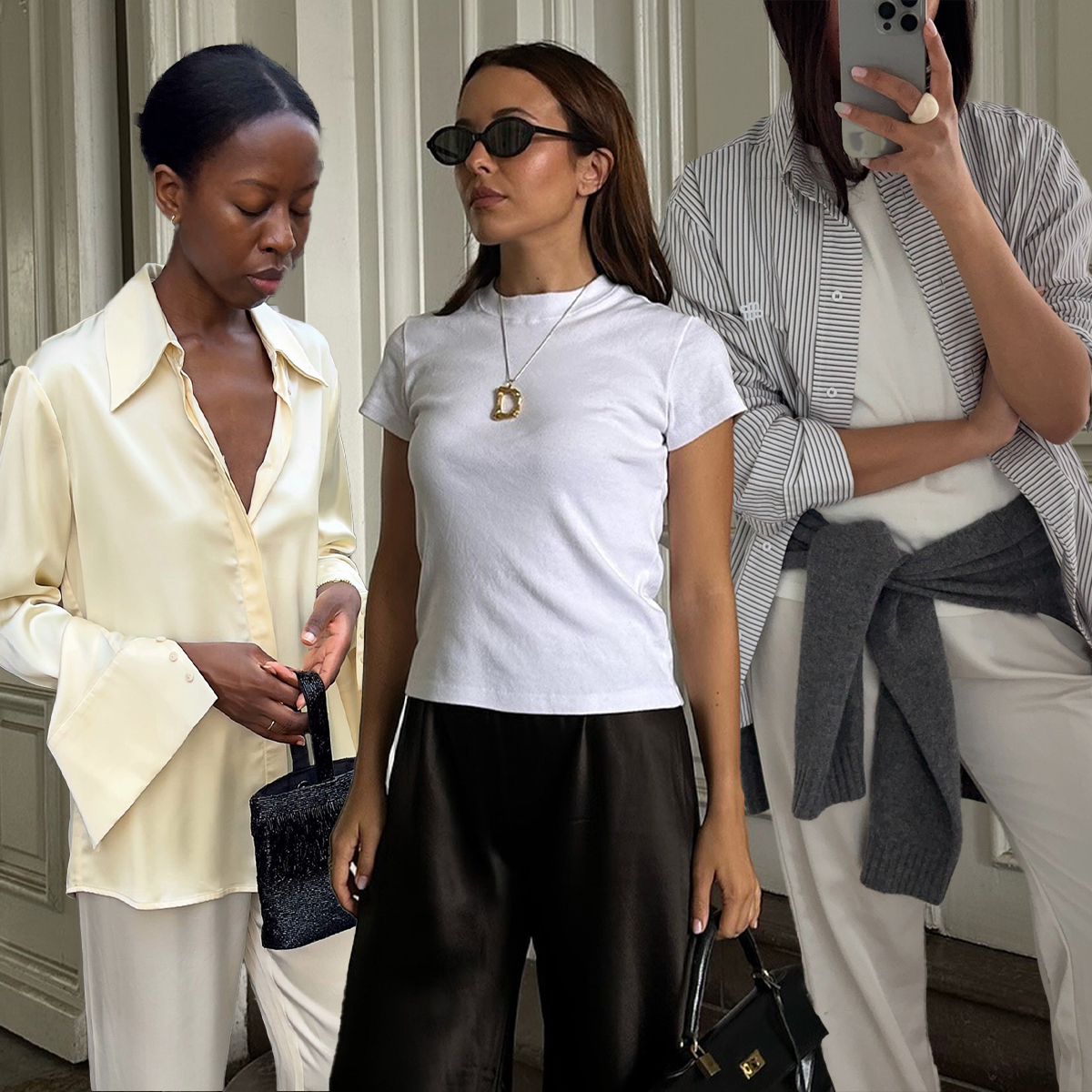 @deborabrosa, @ingridedvinsen, and @sylviemus_ wearing the satin pants trend