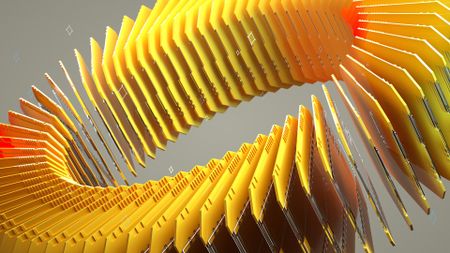 A CGI illustration showing yellow server disks rotating around a central point to form a large circle, against a grey background.