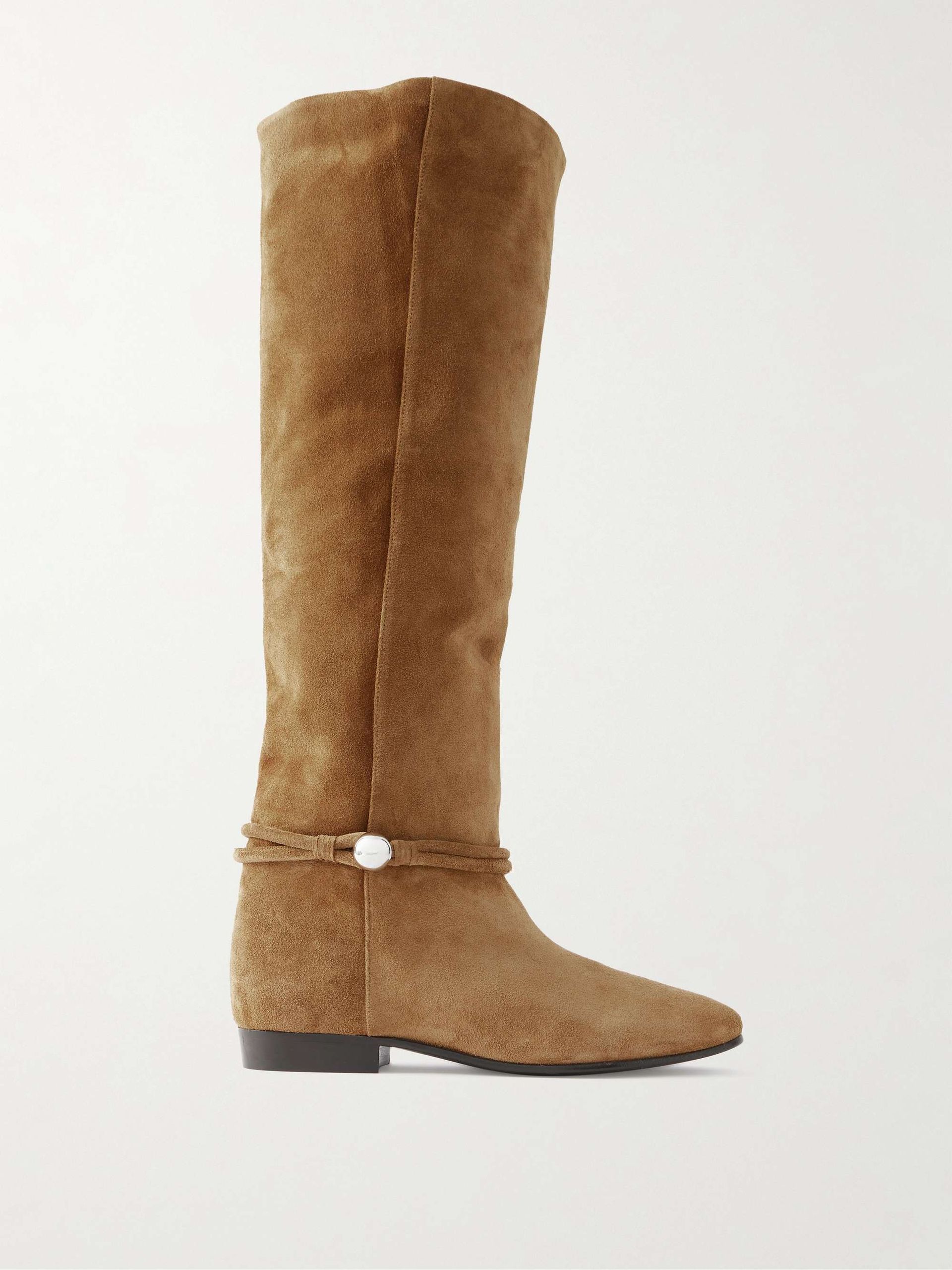 Nynel Embellished Suede Knee Boots