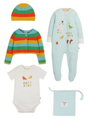 Striped and primary colour baby set