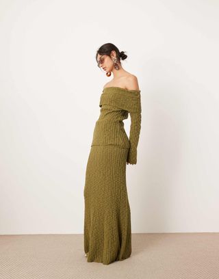 Asos Edition Knitted Full Maxi Skirt Co-Ord in Green