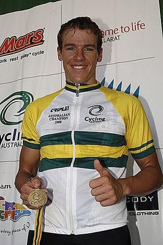 Adam Hansen in the Australian Time Trial Champion kit at January's event in Victoria, Australia.