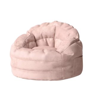 A pink bean bag chair