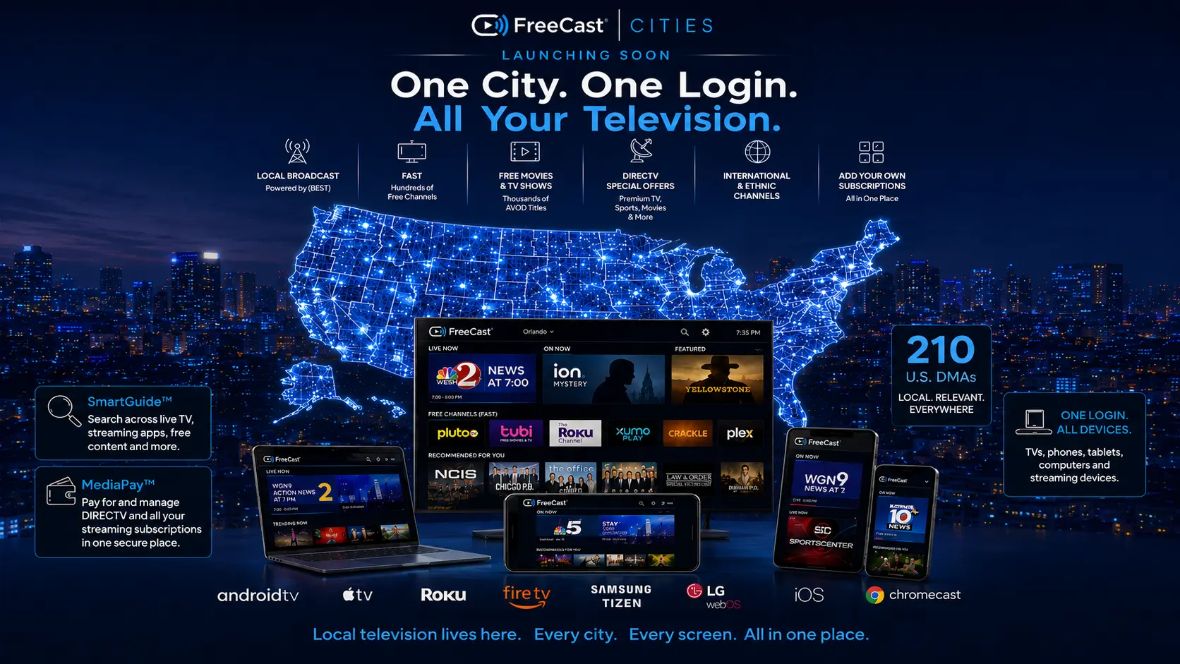 Map of FreeCast cities