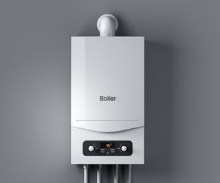 unbranded white boiler on grey wall