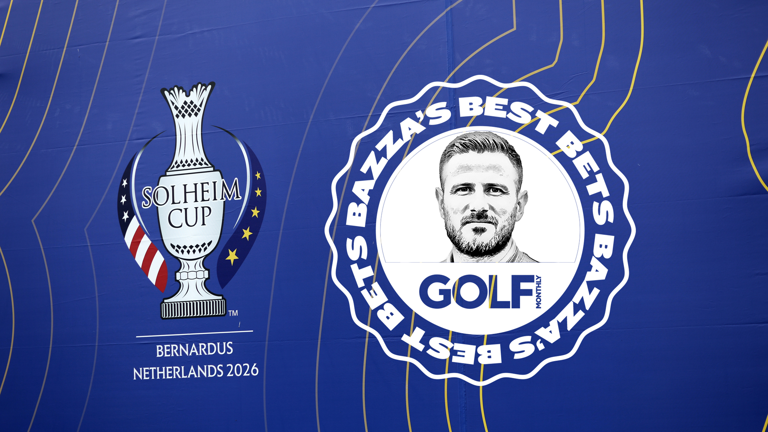 Solheim Cup 2026 logo on a blue blackground with the bazza's best bets logo inset