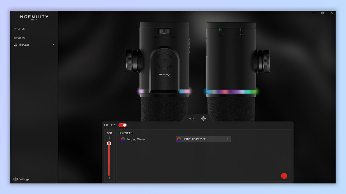 a screenshot from the hyperx ngenuity app showing custom controls and UI