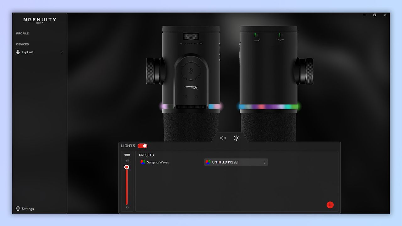 a screenshot from the hyperx ngenuity app showing custom controls and UI