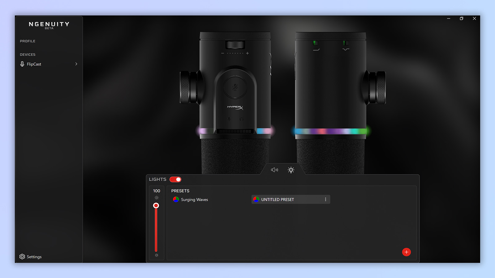 a screenshot from the hyperx ngenuity app showing custom controls and UI
