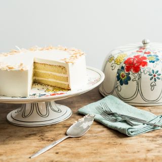 Cake on ornate cake stand