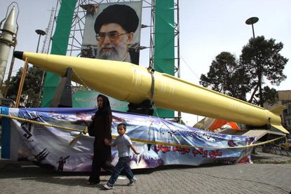 Missiles on display in Iran.
