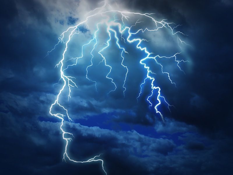 An artist&#039;s image shows the outline of a storm within the human mind