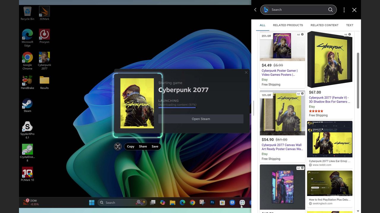 Screenshot of AI select being used on Samsung Galaxy Book5 Pro.