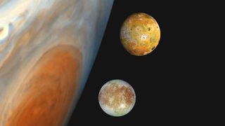 Jupiter and its moons Io and Europa