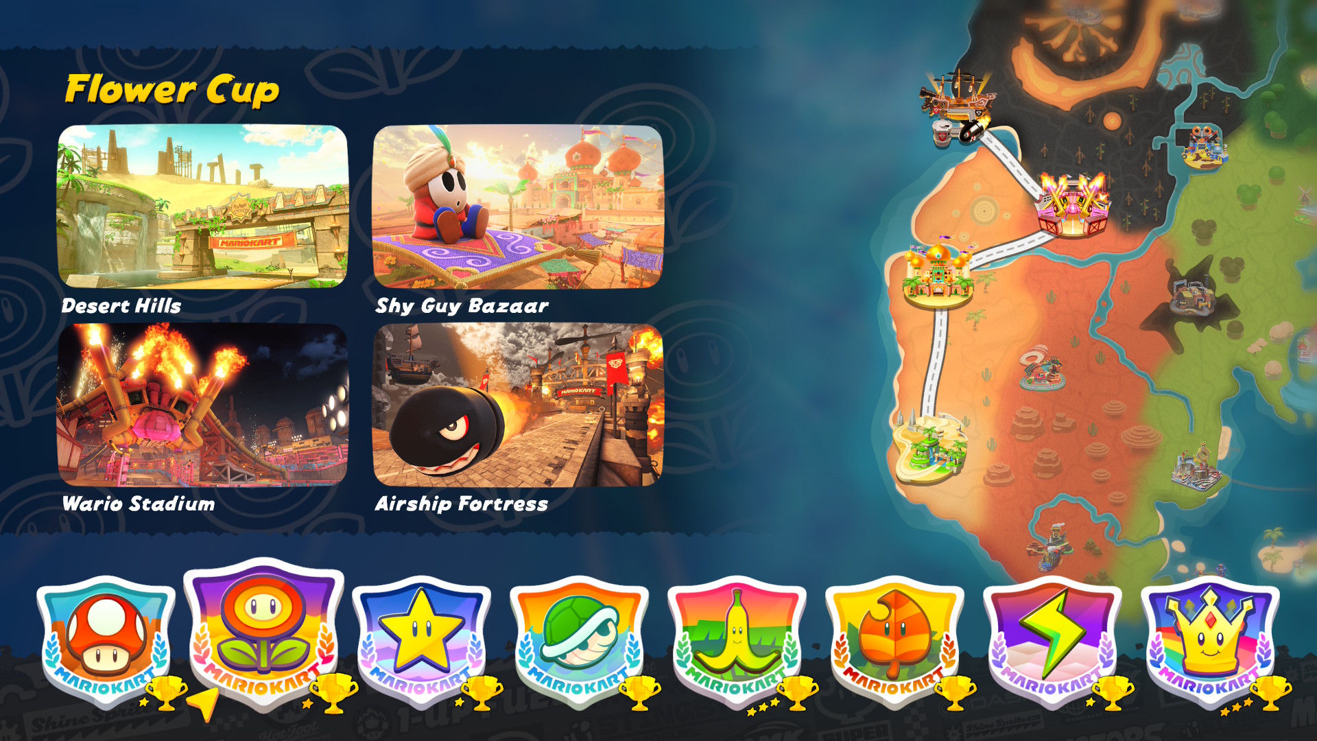 The Flower Cup map in Mario Kart World
