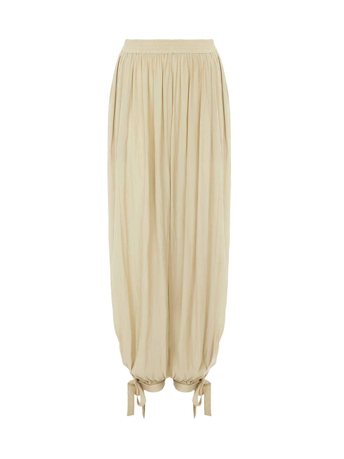 Fluid Pleated Trousers in Washed Technical Satin