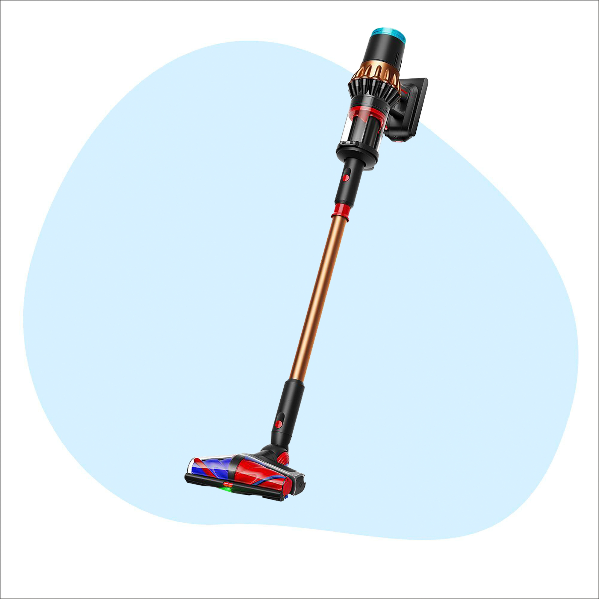 Dyson V16 Piston Animal on a blue and white background