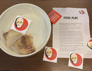 Press outlets were sent KFC-lookalike chicken meals