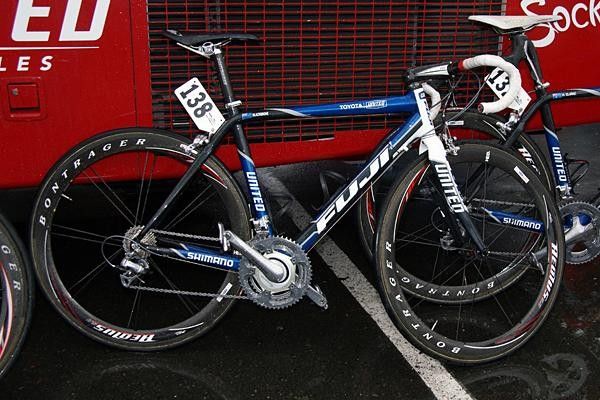 Toyota-United is on Fuji bikes this year and most of the team uses the company's SL1c carbon model.