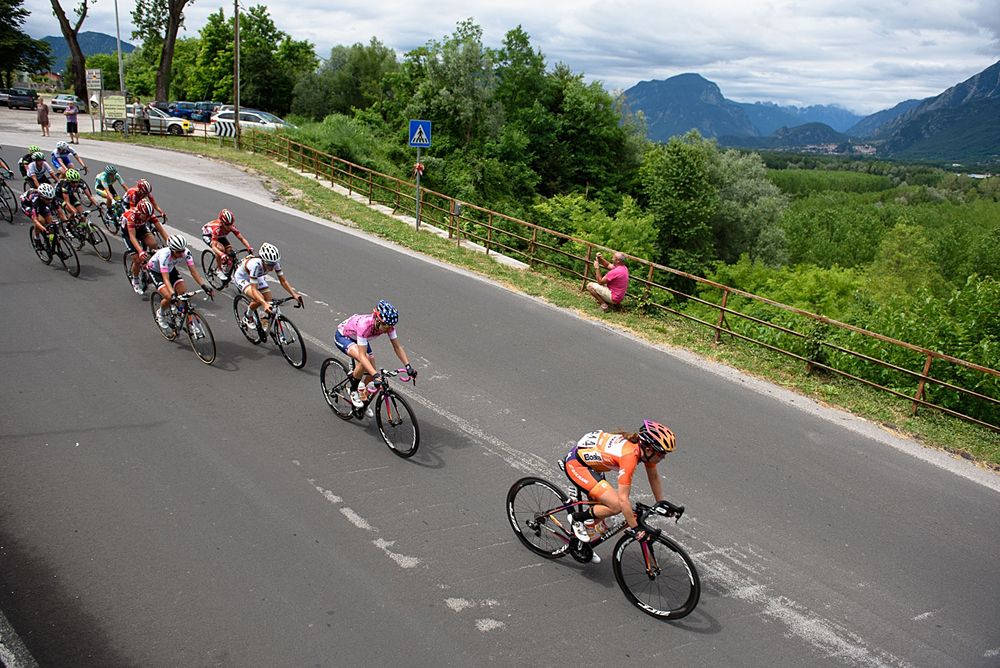 Race leader Megan Guarnier well protected by her Boels Dolmans teammates on the front at Giro Rosa 2016 - Stage 2