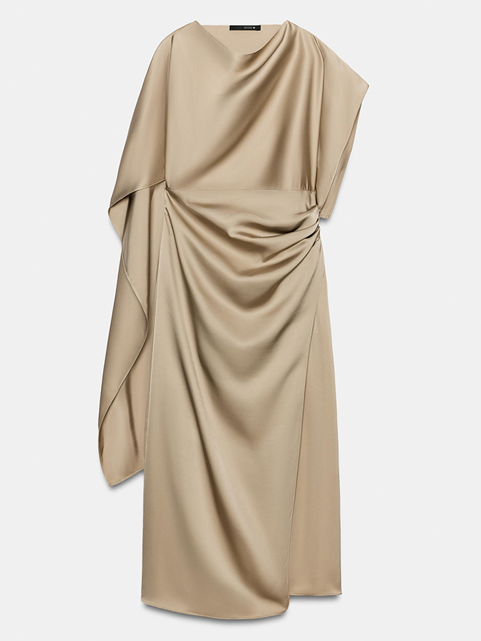ZARA, Satin Effect Cape Midi Dress