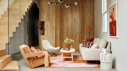 A honey toned living room