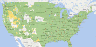 Cricket coverage map (but you need to go to the site and zoom it to see the LTE vs. 4G coverage)
