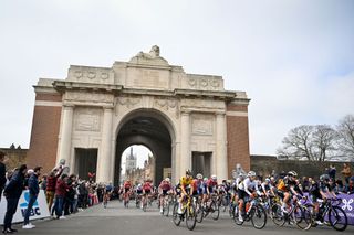 The women's Gent-Wevelgem 2022 rides out of Ypres