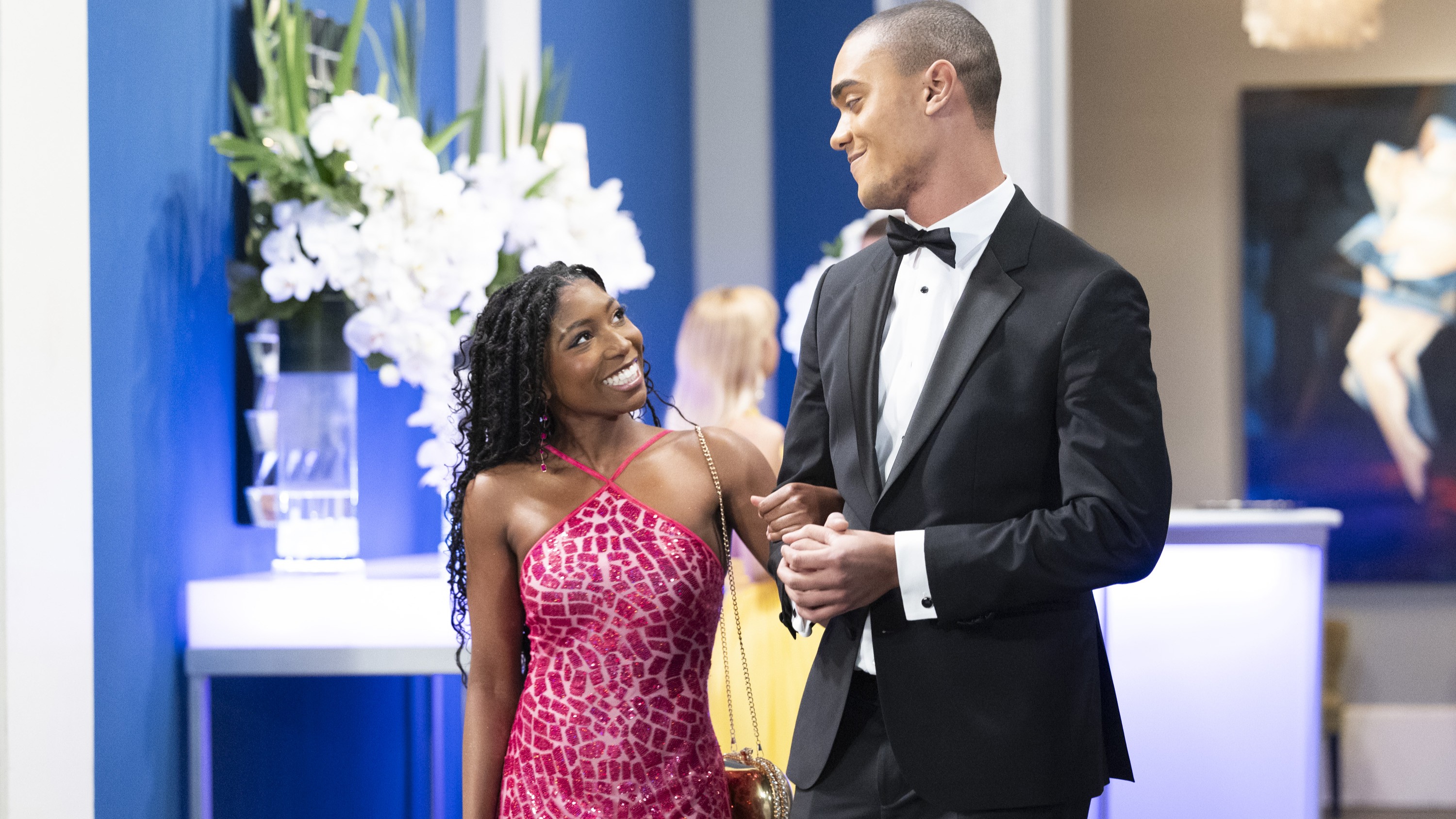 Tabyana Ali and Jens Austin Astrup as Trina and Kai at the Nurses Ball in General Hospital 