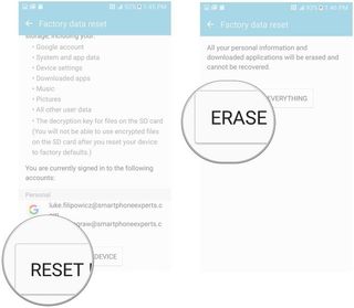Tap reset device then erase everything