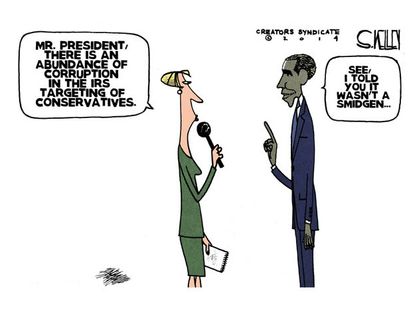 Political cartoon Obama IRS conservatives corruption