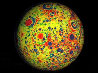  A visualization created using data from NASA's GRAIL spacecraft shows differences in the moon's gravity field.
