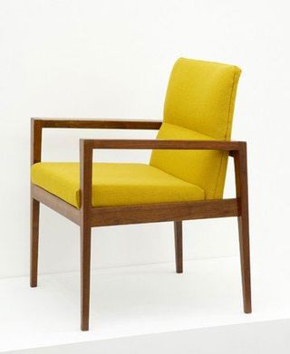 Yellow chair with white background