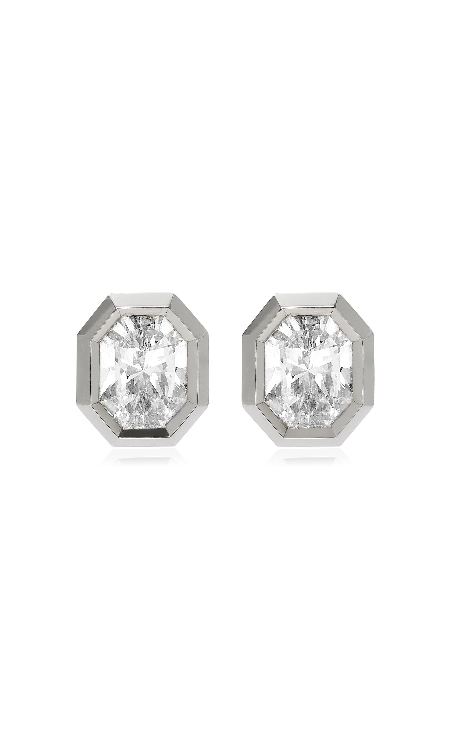 Octagon Collection 14k Yellow Gold Stud Earrings With Laboratory Grown Diamonds