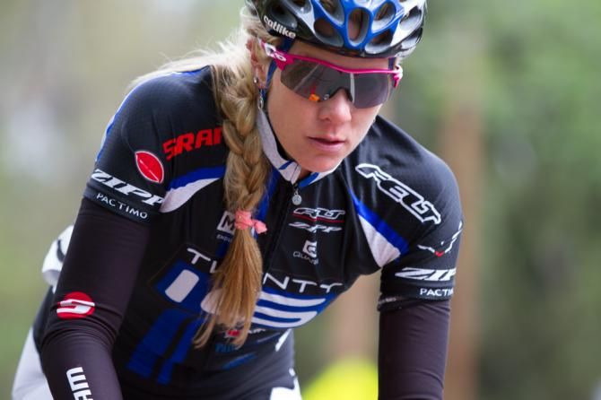 Alison Tetrick (TWENTY16 Professional Cycling) took off early in the race and built a 90-second advantage before being caught.
