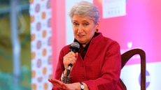 Lindsey Hilsum speaking during Jaipur Literature Festival.