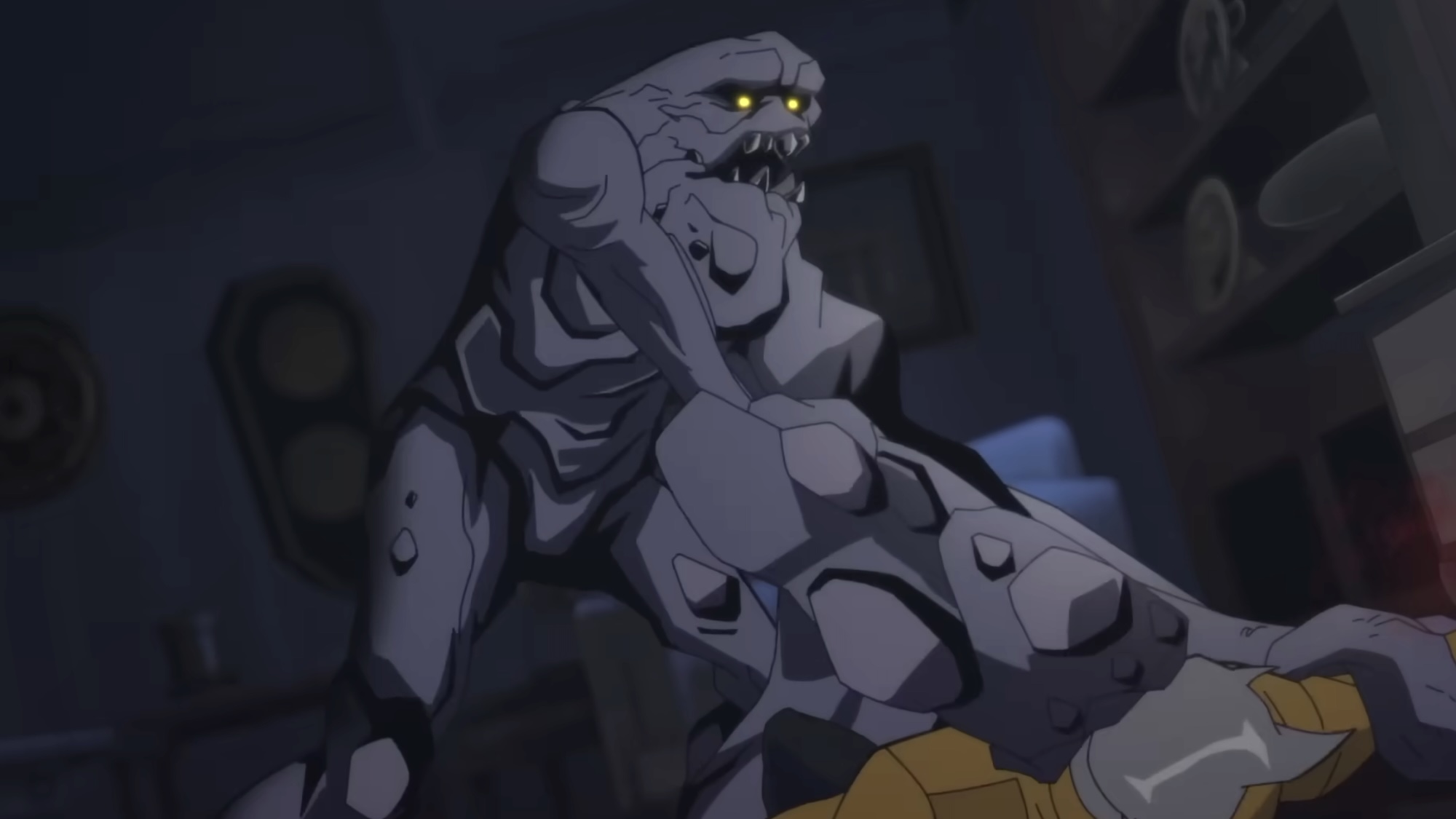 Clayface pummeling Rick Flag Sr.'s face into the ground in Creature Commandos Season 1