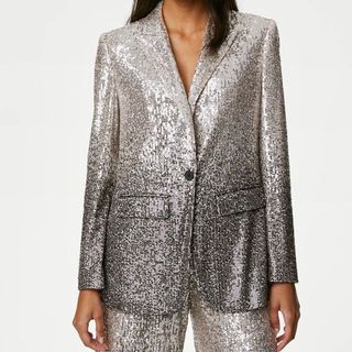 M&S silver sequin blazer