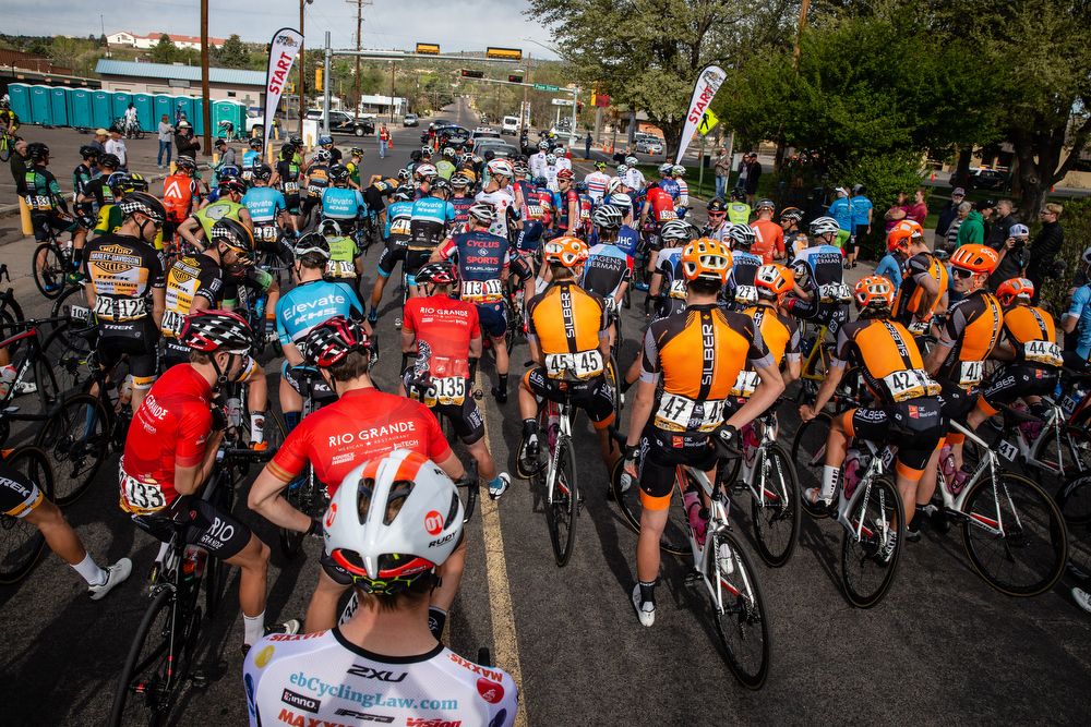The men get ready to start stage 5 at Tour of the Gila.