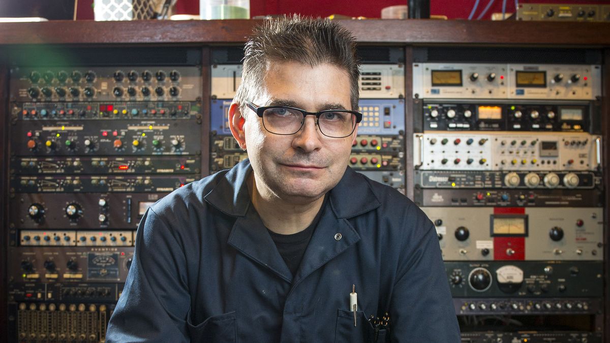 Steve Albini poses for a portrait in his studio Thursday, July 24, 2014 in Chicago