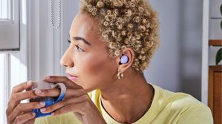 Samsung Galaxy Buds 2 in ear of a young woman