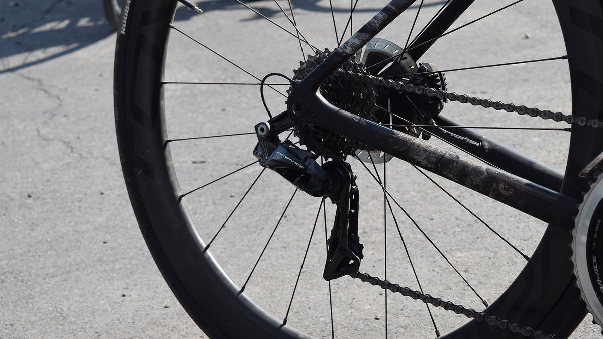 The derailleurs and levers are the newer Shimano Dura-Ace R9100 series