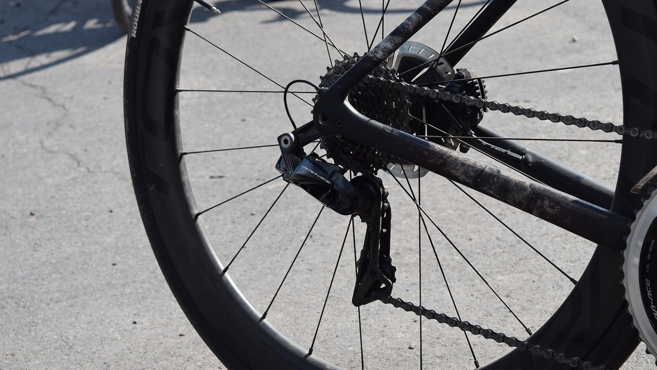 The derailleurs and levers are the newer Shimano Dura-Ace R9100 series