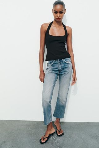 TRF STRAIGHT LEG JEANS WITH A HIGH WAIST