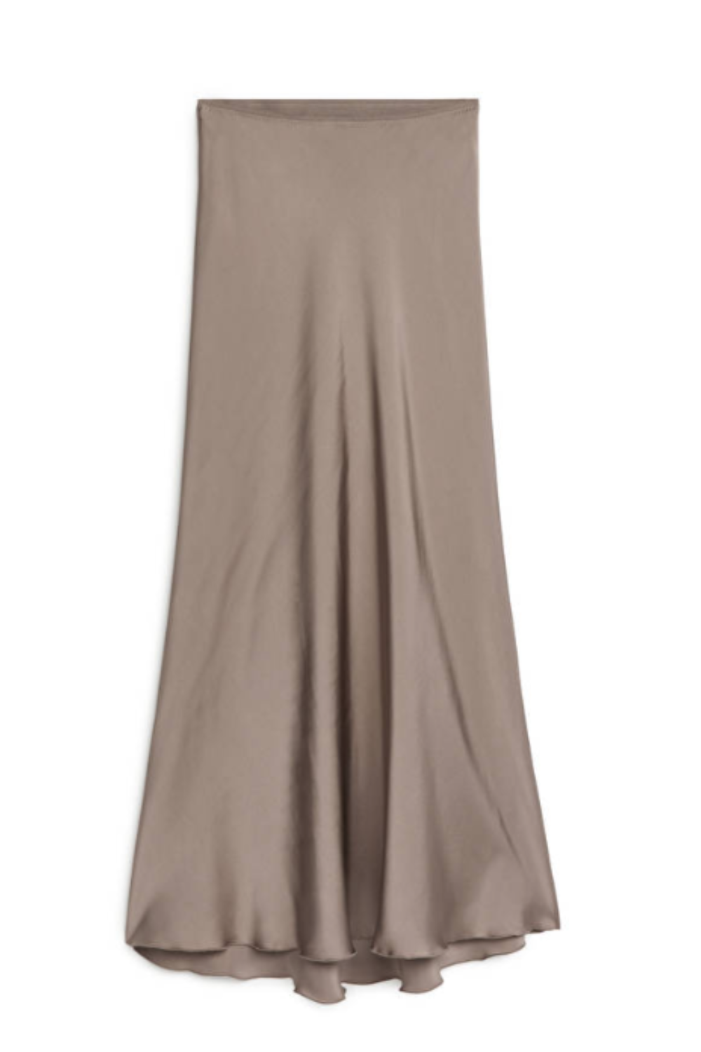 taupe satin maxi skirt