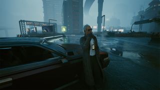 Cyberpunk 2077 I Fought The Law - Detective Han leaning on a car
